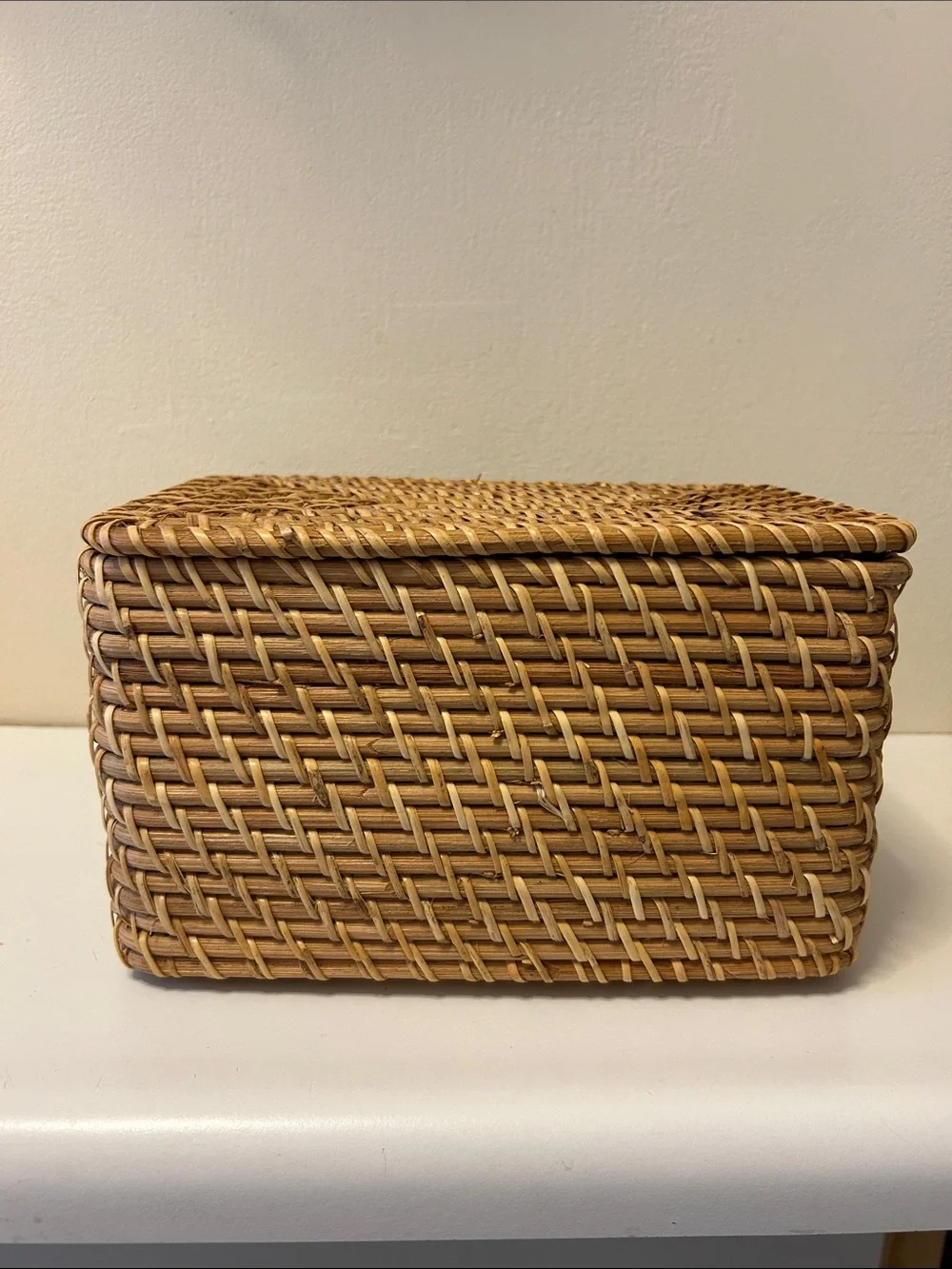 Natural Woven Sturdy Storage Basket with Lid - New